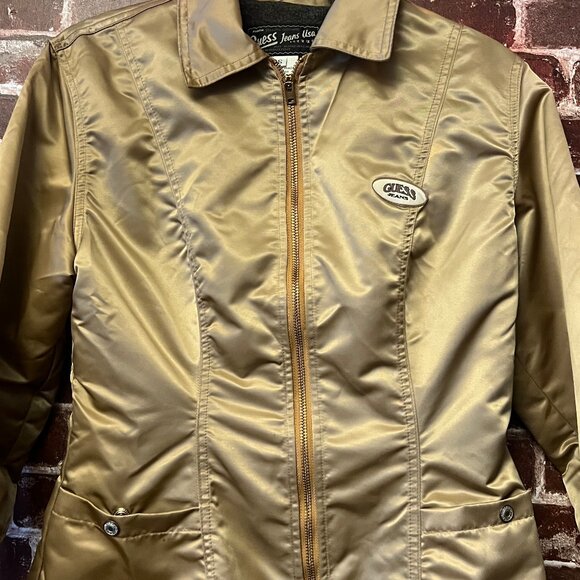 Vintage GUESS JEANS USA Gold Satin Bomber Jacket - Made in Canada - Size S - Picture 2 of 11